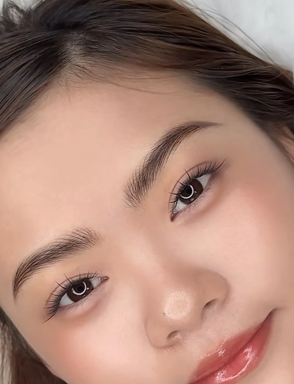 Close-up of healed nano brows done at Maya Skin & Brow Studio in Midtown Manhattan
